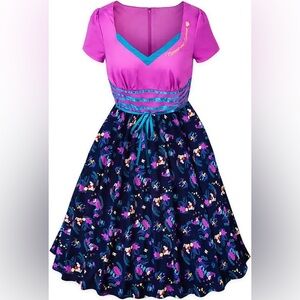 Elegant Purple and Blue Floral Dress